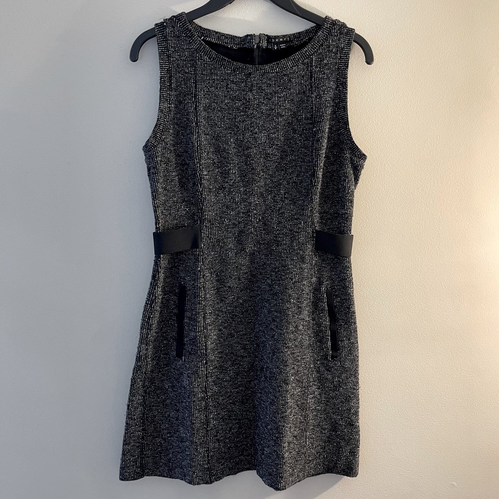 Theory tweed sleeveless zip back dress size small